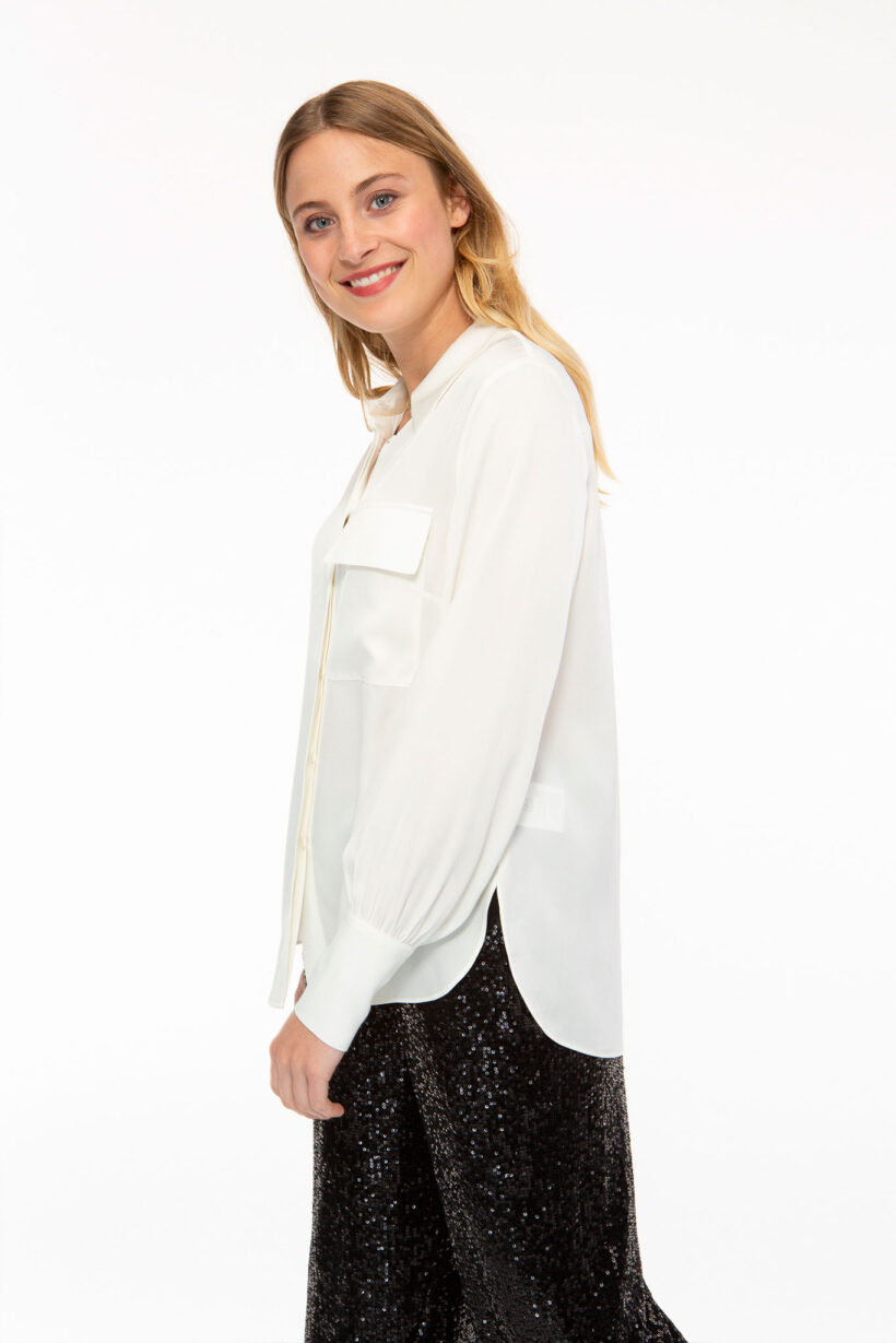 SOLID SILK Shirt Blouse off white