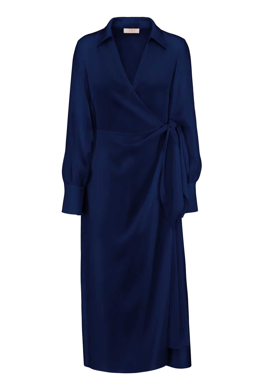 IVI GmbH SOLID SILK Midi Wickelkleid navy