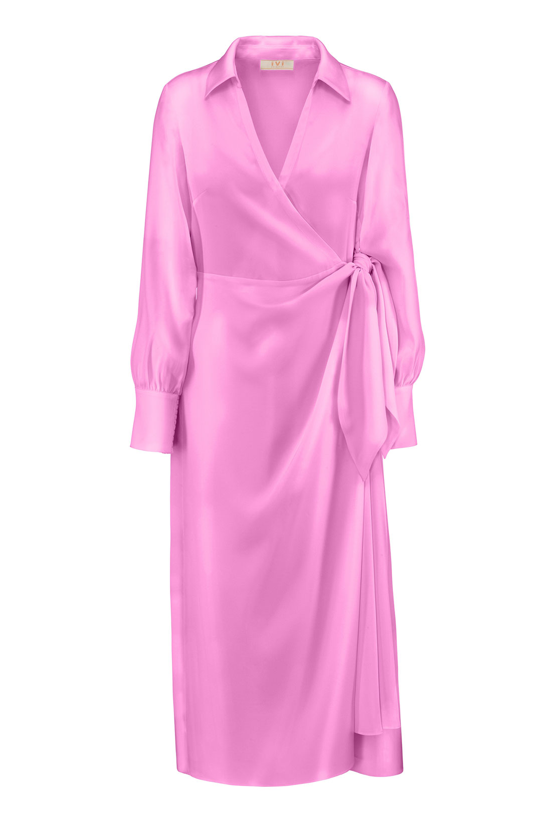 IVI GmbH SOLID SILK Midi Wickelkleid pink orchid