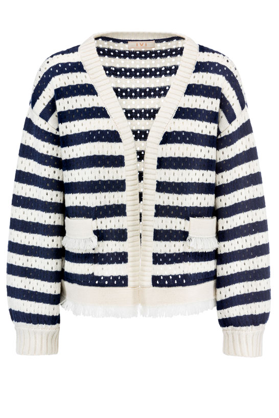 IVI GmbH SOLID KNIT Boxy Cardigan mit Streifen