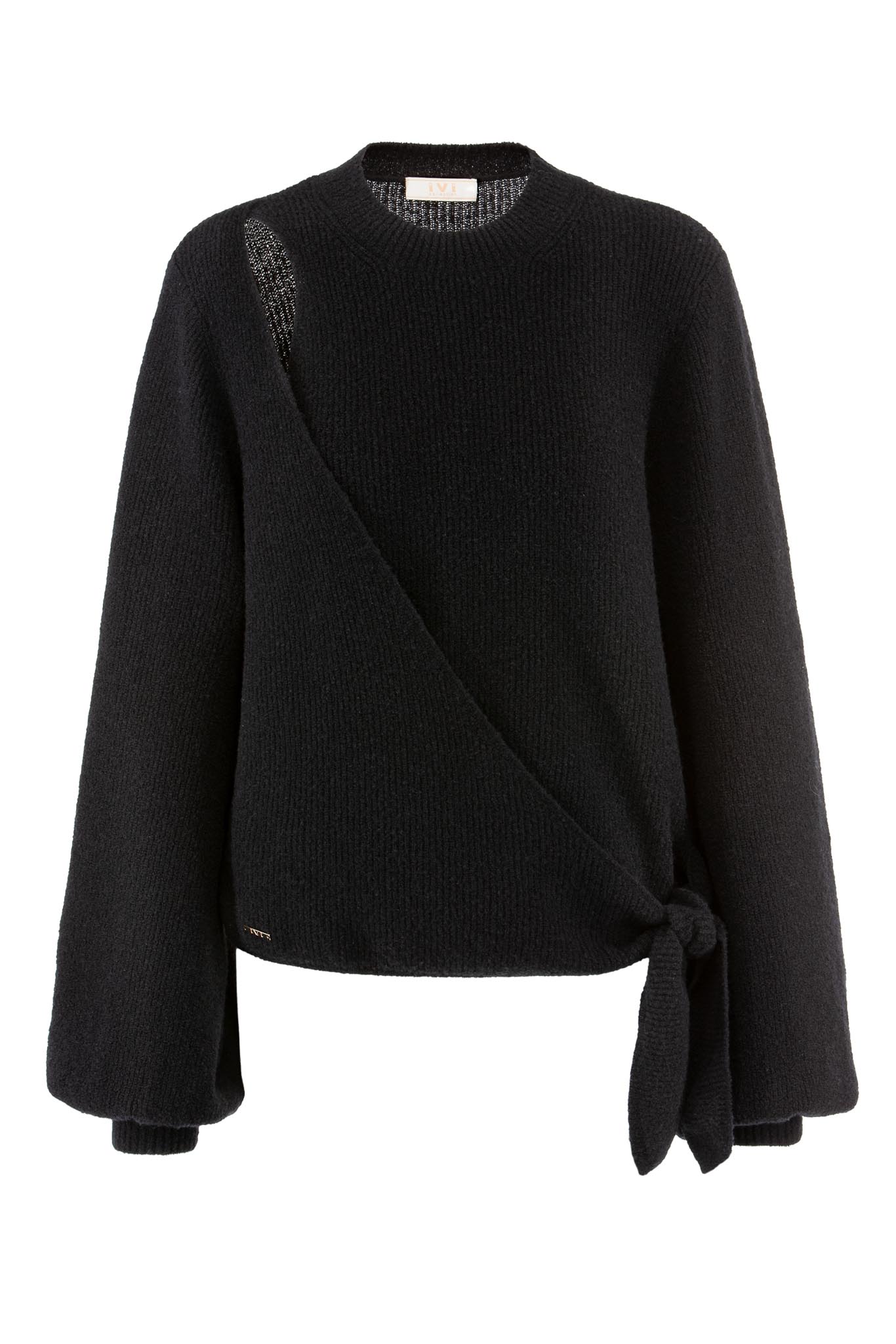 IVI GmbH SOLID KNIT Wickelpullover mit Cut-Out Detail schwarz