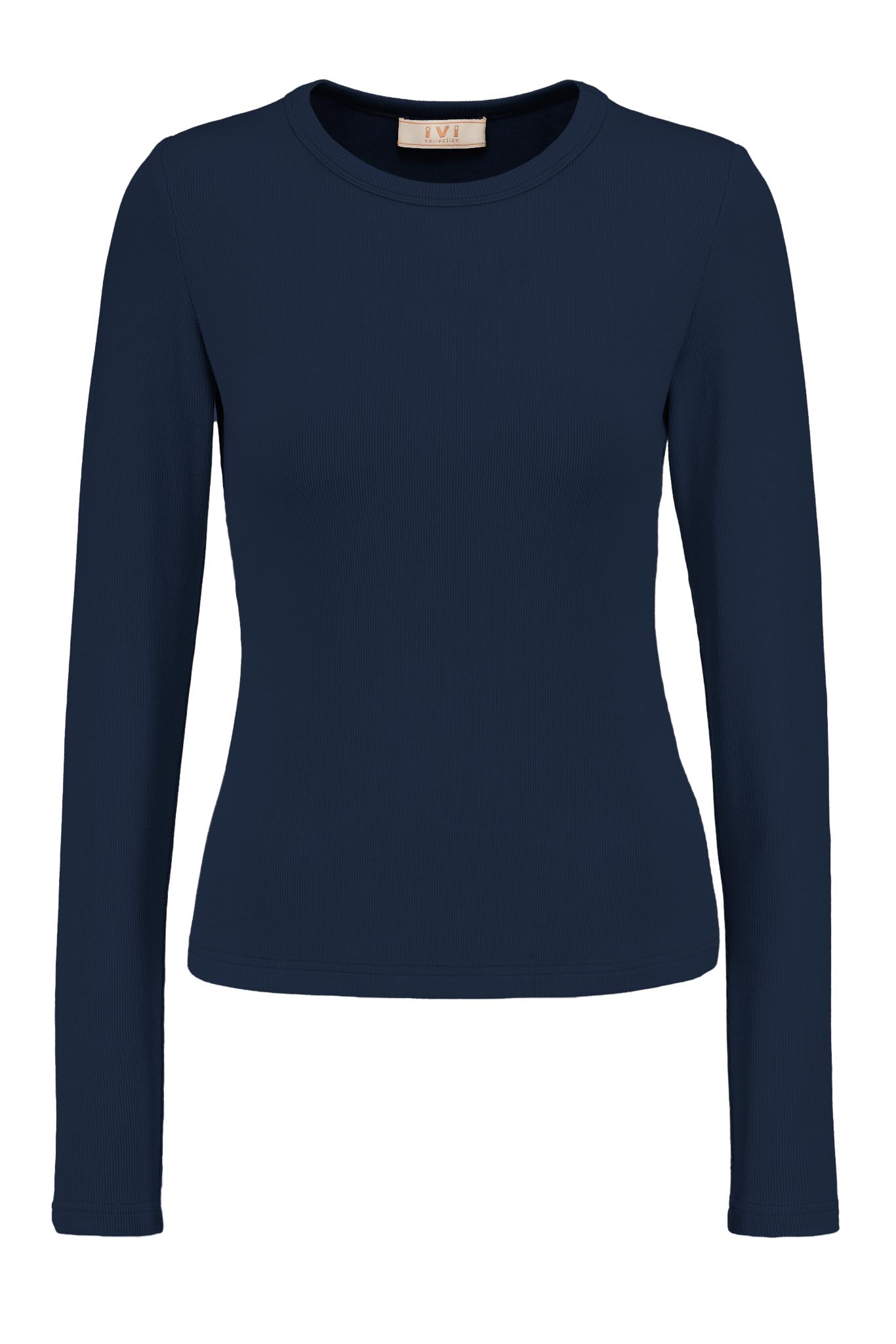 IVI GmbH ESSENTIAL Langarmshirt mit hohem Rundhalsausschnitt navy